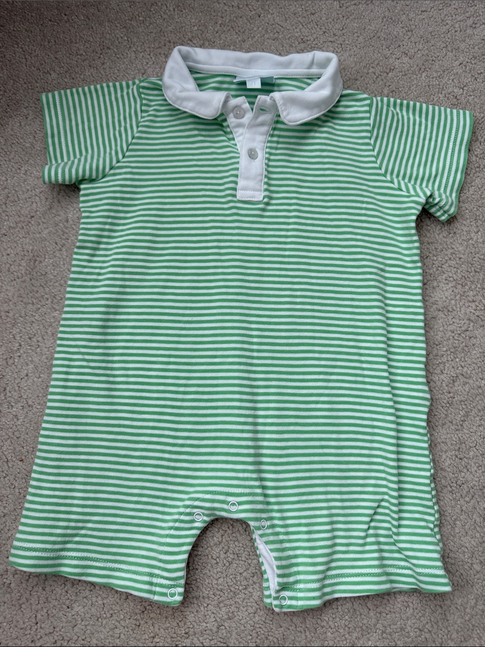 Little English Green & White Striped romper
